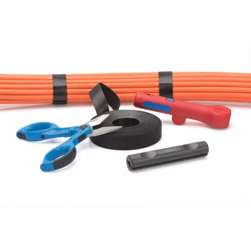 Fita adesiva de velcro DIGITUS, 20 mm de largura para cablagem estruturada rolo de 10 m, cor preto