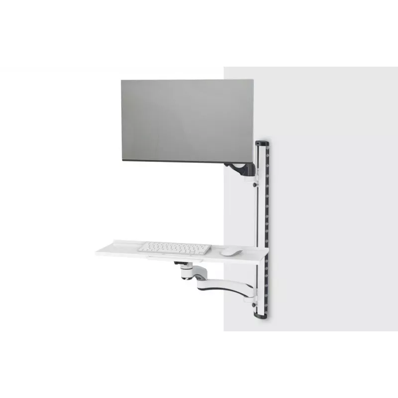 Suporte de parede DIGITUS Workstation (Monitor. Teclado. Rato) 32 polegadas. 8 kg. VESA 75x75/100x100. Branco/Preto