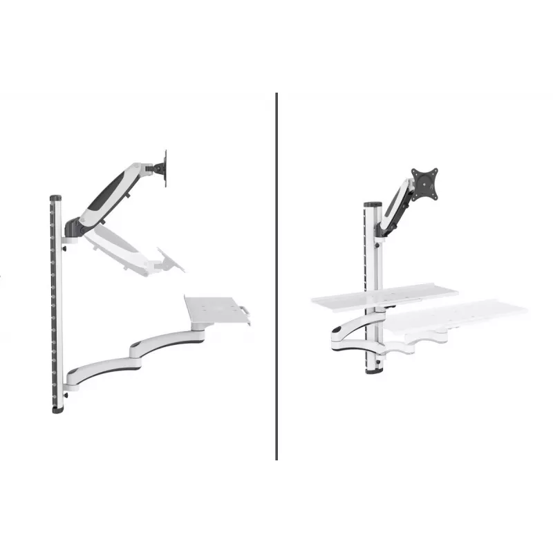 Suporte de parede DIGITUS Workstation (Monitor. Teclado. Rato) 32 polegadas. 8 kg. VESA 75x75/100x100. Branco/Preto