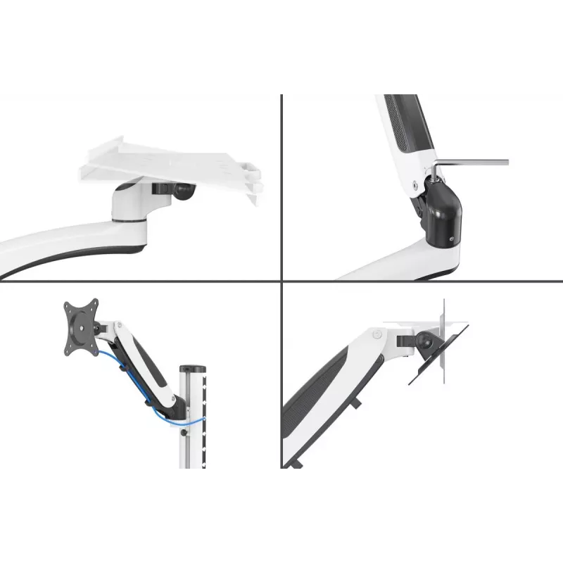 Suporte de parede DIGITUS Workstation (Monitor. Teclado. Rato) 32 polegadas. 8 kg. VESA 75x75/100x100. Branco/Preto