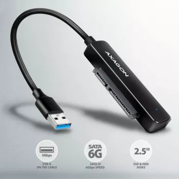 Placa de interface Axagon ADSA-FP2A USB 3.2 Gen 1 SATA Conector macho Preto
