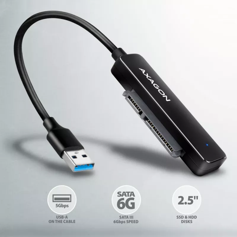 Placa de interface Axagon ADSA-FP2A USB 3.2 Gen 1 SATA Conector macho Preto