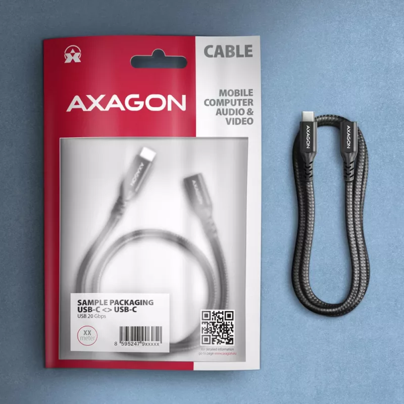 Cabo de extensão Axagon BUCM32-CF10AB SPEED+ USB-C USB 20Gbps 1 m