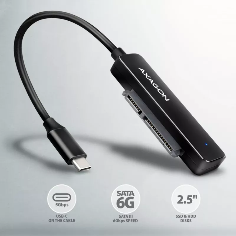 Axagon ADSA-FP2C USB-C 5Gbps - SATA 6G, 2.5 SSD/HDD SLIM Adaptador - Adaptador - Placas/Adaptadores de interface digital/dados