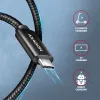 Cabo de dados e carregamento Axagon BUCM2-CM20AB USB 480 Mbit/s 2 m, PD 240 W, 5 A, preto entrançado