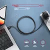 Cabo de dados e carregamento Axagon BUCM2-CM25AB USB 480Mbps 2,5 m. PD 240W, 5A. Preto entrançado