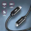 Cabo de dados e carregamento Axagon BUCM2-CM30AB USB 480Mbps 3 m. PD 240W, 5A. Preto entrançado