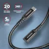 Cabo de extensão Axagon BUCM32-CF05AB SPEED+ USB-C USB 20Gbps 0,5 m