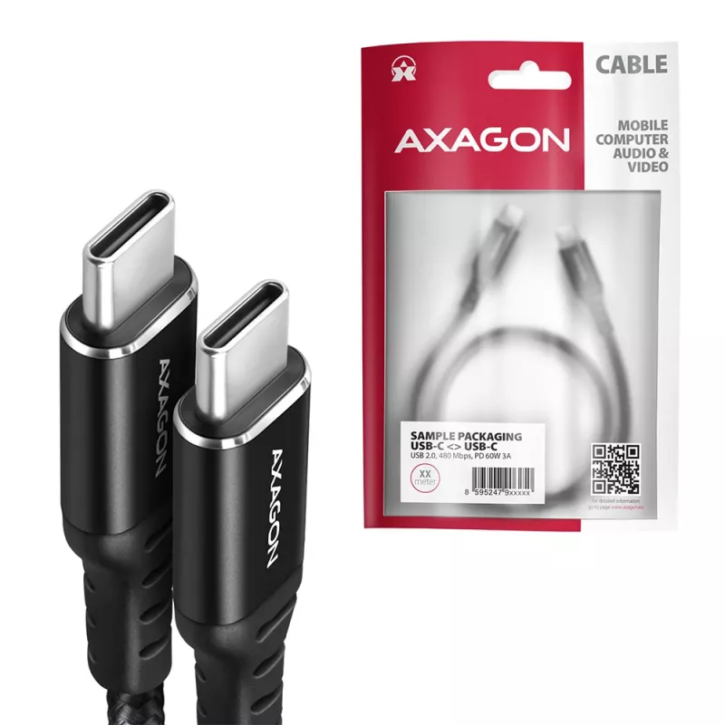 Cabo USB Axagon BUCM-CM10AB 1m USB 2.0 USB C Preto
