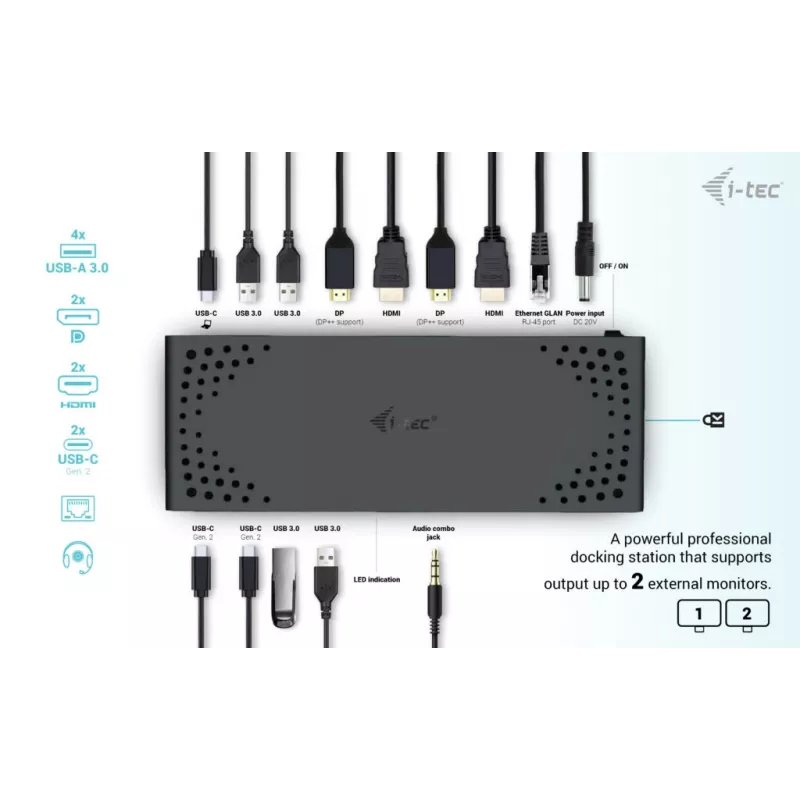 Docking station i-tec USB 3.0 / USB-C / Thunderbolt 3 Dual Display Gen2 + Power Delivery 100W