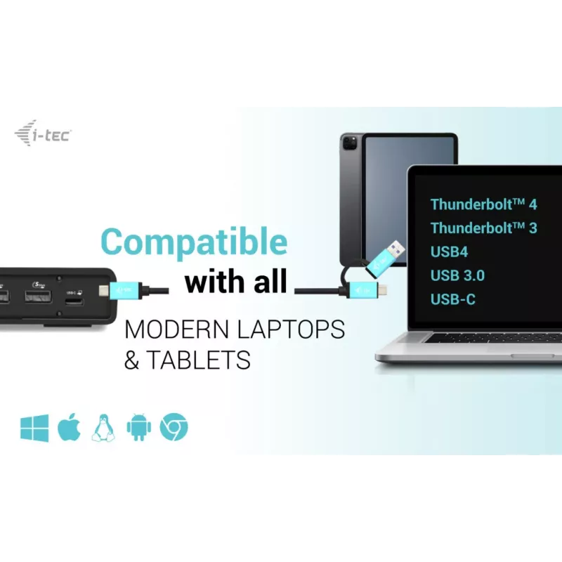 Docking station i-tec USB 3.0 / USB-C / Thunderbolt 3 Dual Display Gen2 + Power Delivery 100W