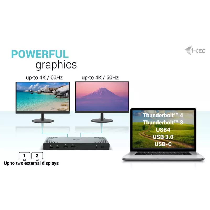 Docking station i-tec USB 3.0 / USB-C / Thunderbolt 3 Dual Display Gen2 + Power Delivery 100W