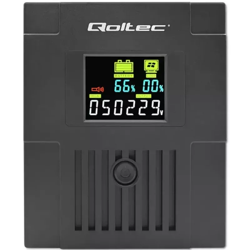 Fonte de alimentação ininterrupta QOLTEC 53770, UPS Line-Interactive 1,5 kVA (900 W), 2 saídas C13, AVR, LCD, USB Type-B