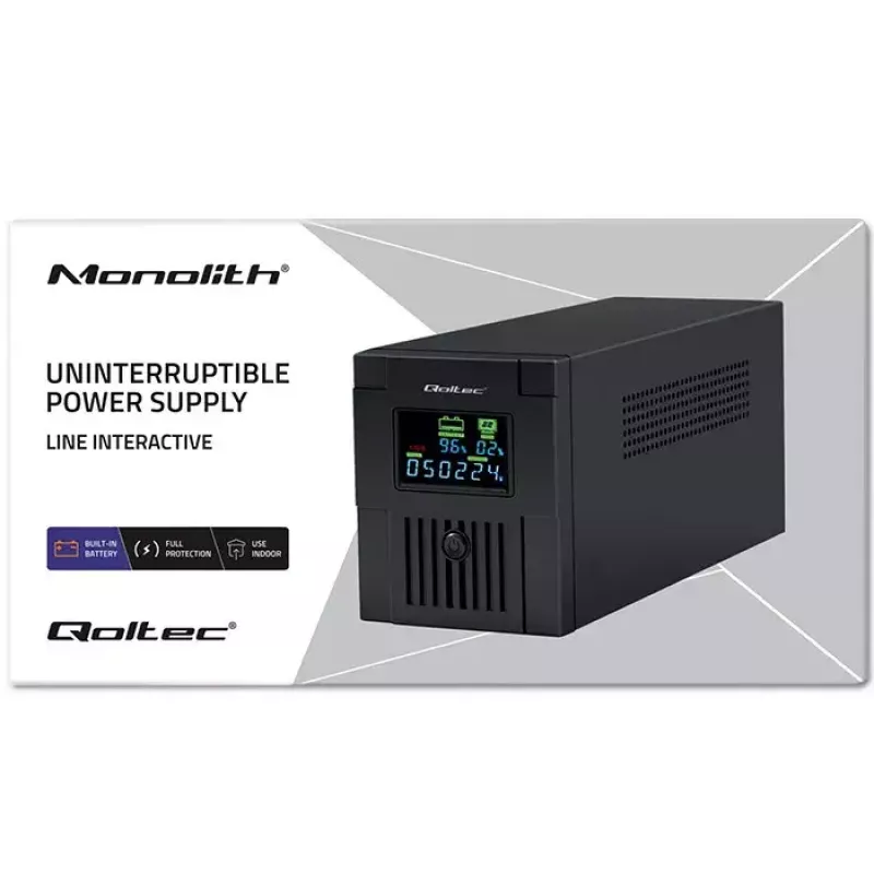 Fonte de alimentação ininterrupta Qoltec 53771 2 kVA 1200 W 2 saídas AC