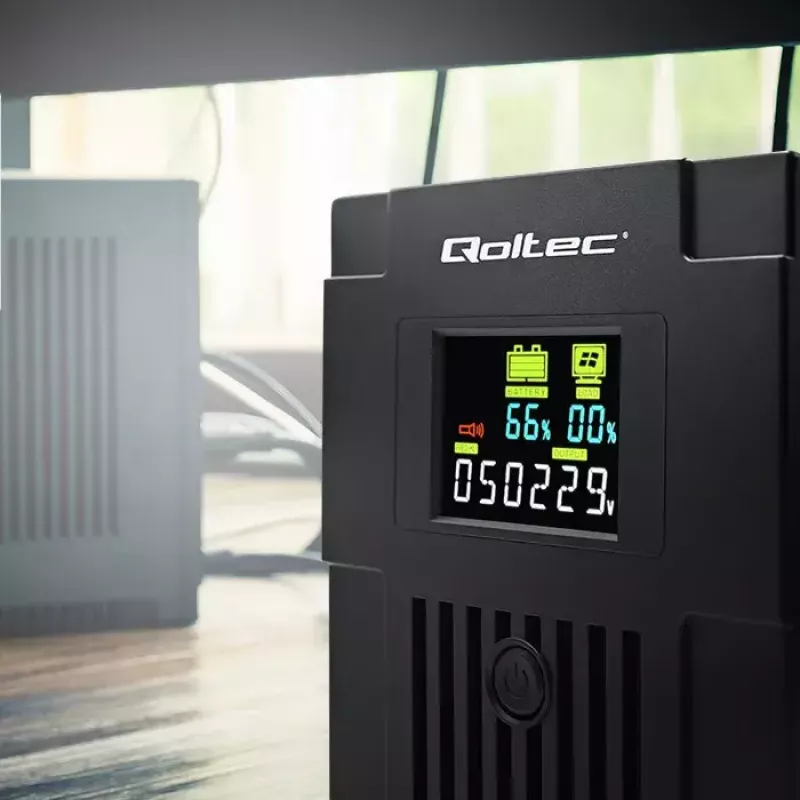 Fonte de alimentação ininterrupta Qoltec 53771 2 kVA 1200 W 2 saídas AC