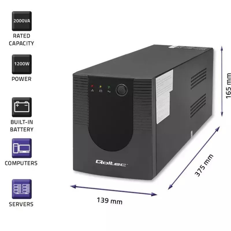 UPS Qoltec 53777 Line-Interactive 2 kVA 1200 W 4 tomadas AC