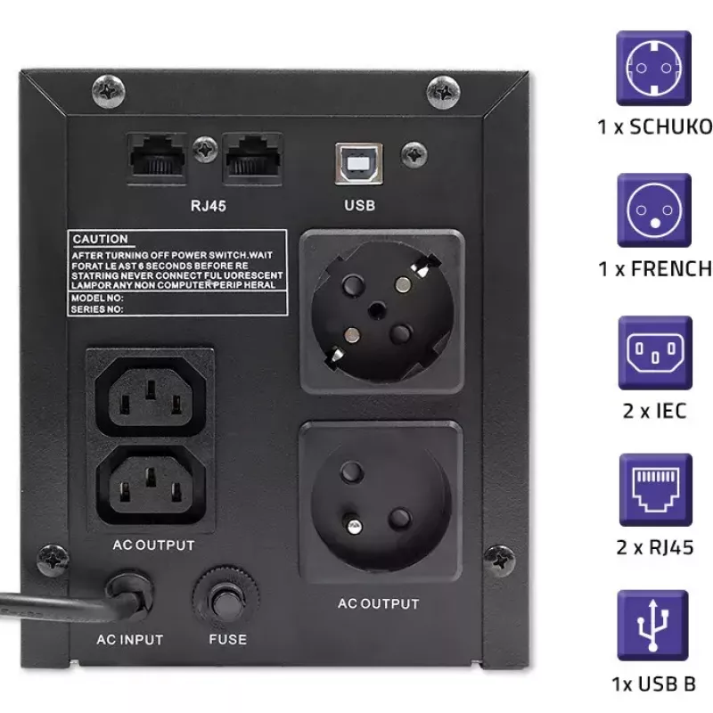 UPS Qoltec 53777 Line-Interactive 2 kVA 1200 W 4 tomadas AC