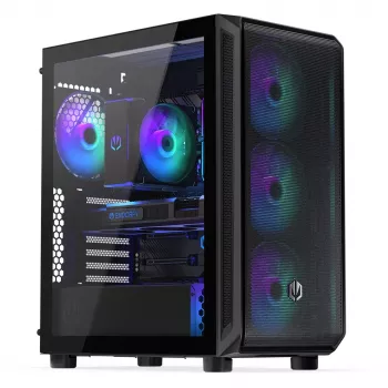 Caixa de PC ENDORFY Arx 500 ARGB ATX preta — vidro temperado, ARGB, ATX, GPU máx. 350 mm, altura do dissipador da CPU 179 mm, 7 slots de expansão