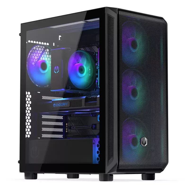 Caixa de PC ENDORFY Arx 500 ARGB ATX preta — vidro temperado, ARGB, ATX, GPU máx. 350 mm, altura do dissipador da CPU 179 mm, 7 slots de expansão
