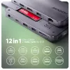 Axagon HMC-12GM2, Hub USB 10Gbps, 3x USB-A, USB-C, HDMI, DP, RJ-45, M.2, SD/mSD, Áudio, PD