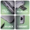 Axagon HMC-12GM2, Hub USB 10Gbps, 3x USB-A, USB-C, HDMI, DP, RJ-45, M.2, SD/mSD, Áudio, PD