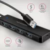Axagon HUE-C1A Hub TRAVEL 4x USB 5Gbps, entrada de energia USB-C, cabo USB-A de 19 cm
