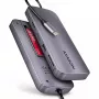 Axagon HMC-6GM2 Hub USB 10Gbps USB-A USB-C HDMI M.2 SD/mSD PD 100W cabo USB-C com fios USB 3.2 Gen 2 (3.1 Gen 2) Type-C cinzento