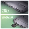 Axagon HMC-6GM2 Hub USB 10Gbps USB-A USB-C HDMI M.2 SD/mSD PD 100W cabo USB-C com fios USB 3.2 Gen 2 (3.1 Gen 2) Type-C cinzento