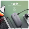 Axagon HMC-6GM2 Hub USB 10Gbps USB-A USB-C HDMI M.2 SD/mSD PD 100W cabo USB-C com fios USB 3.2 Gen 2 (3.1 Gen 2) Type-C cinzento