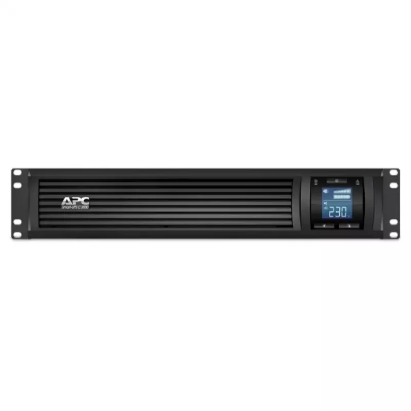 APC Smart-UPS C, Line-Interactive, 2000VA, Rackmount 2U, 230V, 6x tomadas IEC C13, comunicação USB e série, AVR, LCD gráfico
