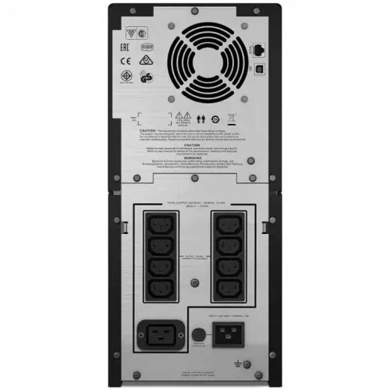 APC Smart-UPS C, Line Interactive, 3kVA, Torre, 230V, 8x tomadas IEC C13+1x IEC C19, comunicação USB e série, AVR, LCD gráfico