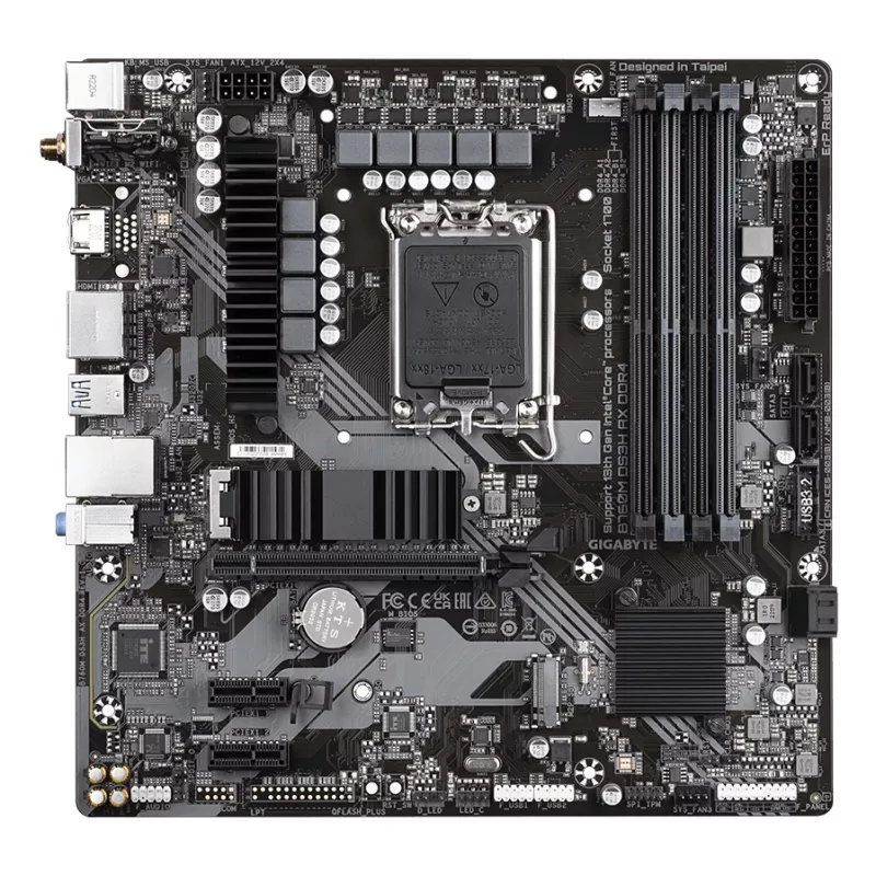 Placa-mãe GIGABYTE B760M DS3H AX DDR4 - Suporta CPUs Intel Core 14.ª Ger, VRM digital de 6+2+1 fases, até 5333 MHz DDR4 (OC), 2xPCIe 4.0 M.2, Wi-Fi 6E, 2,5 GbE LAN, USB 3.2 Gen2