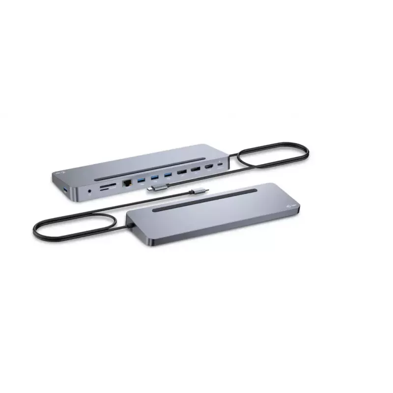 Docking station ergonómica i-tec USB-C em metal 3x 4K com Power Delivery 100 W + carregador universal 100 W