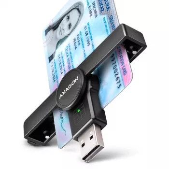 Leitor de cartões smart/ID de bolso Axagon CRE-SMPA USB-A, USB 2.0, preto, 13 g