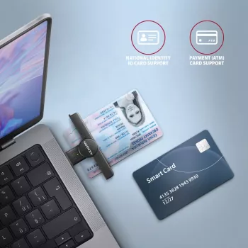 Leitor de cartões smart/ID de bolso Axagon CRE-SMPA USB-A, USB 2.0, preto, 13 g