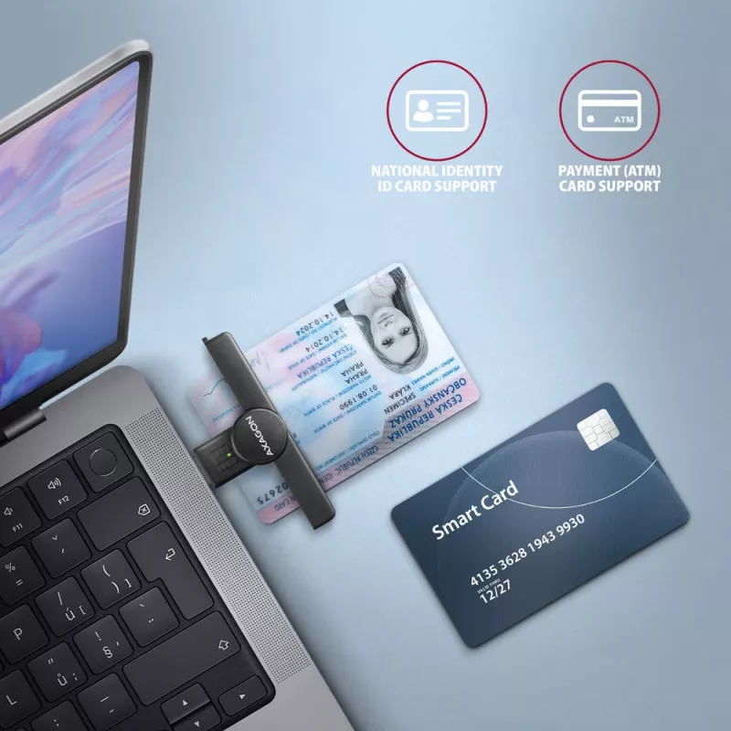 Leitor de cartões smart/ID de bolso Axagon CRE-SMPA USB-A, USB 2.0, preto, 13 g