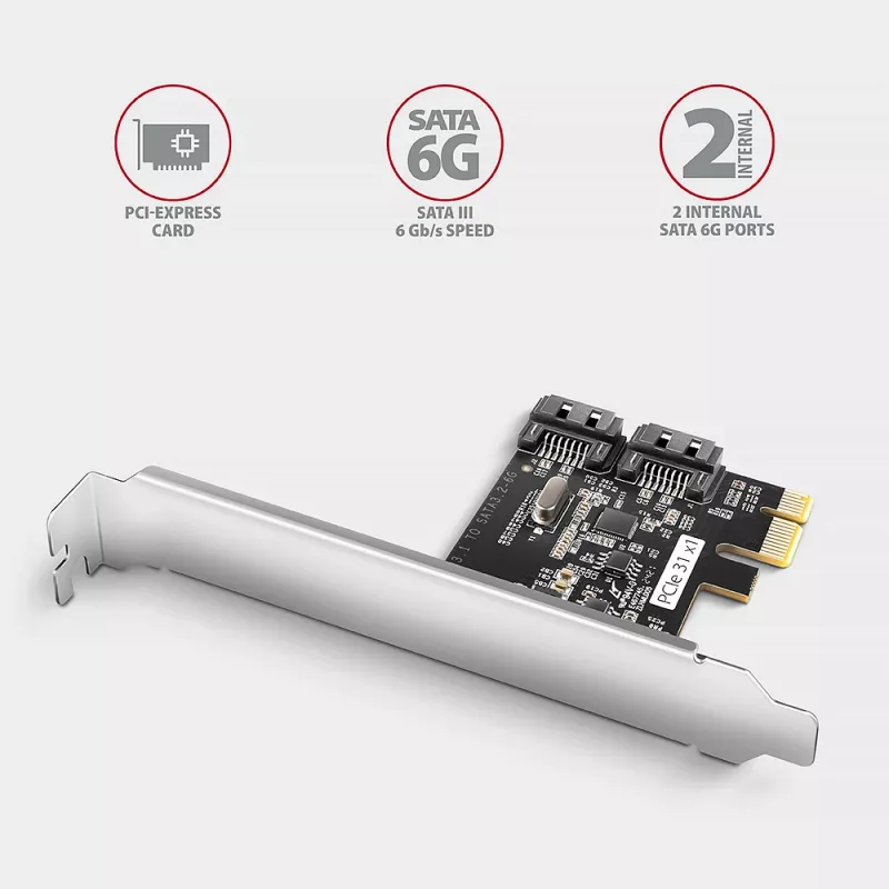 Adaptador SATA interno Axagon PCES-SJ2 PCIe 2 Gbit/s preto