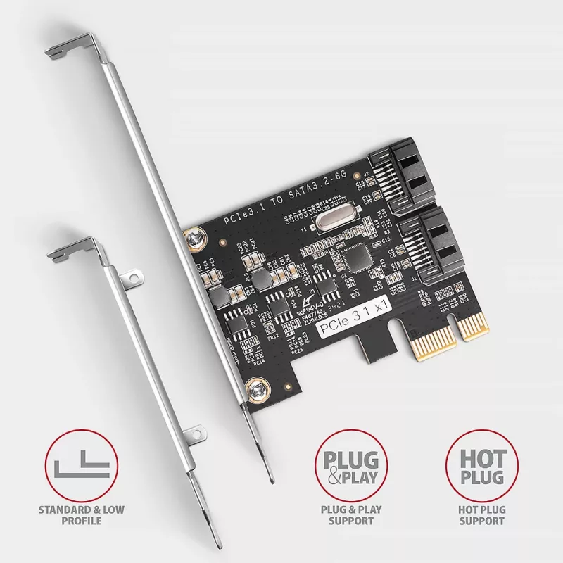 Adaptador SATA interno Axagon PCES-SJ2 PCIe 2 Gbit/s preto