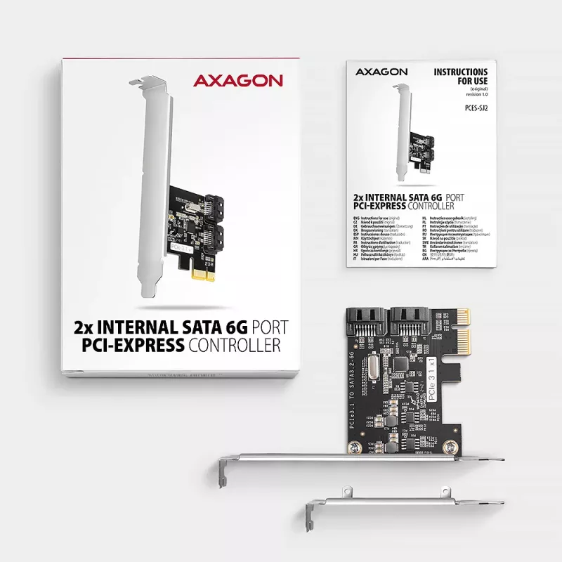 Adaptador SATA interno Axagon PCES-SJ2 PCIe 2 Gbit/s preto