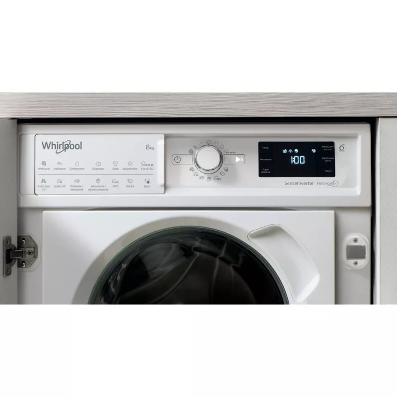 Whirlpool BI WMWG 81485 PL máquina de lavar roupa de encastrar, carga frontal, 8 kg, 14 programas, classe energética B, branca