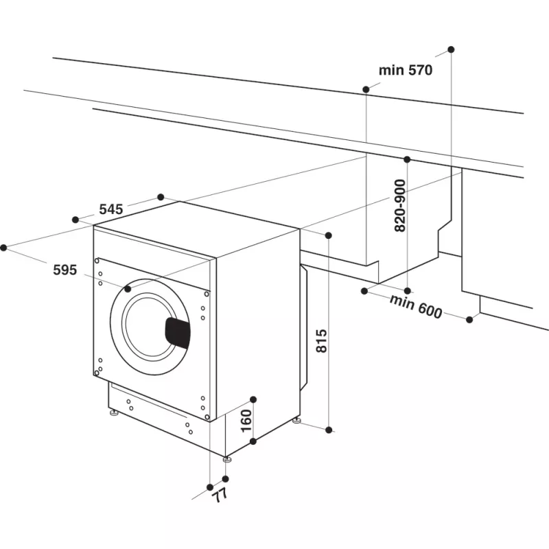 Whirlpool BI WMWG 81485 PL máquina de lavar roupa de encastrar, carga frontal, 8 kg, 14 programas, classe energética B, branca