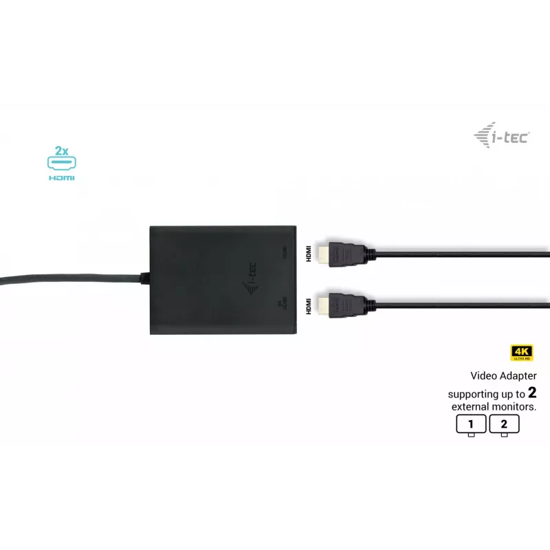 Adaptador de vídeo i-tec USB-C Dual 4K/60Hz (Single 8K/30Hz) HDMI