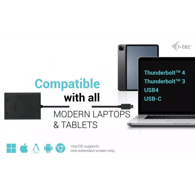 Adaptador de vídeo i-tec USB-C Dual 4K/60Hz (Single 8K/30Hz) HDMI
