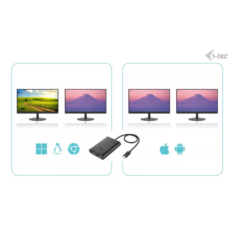 Adaptador de vídeo i-tec USB-C Dual 4K DisplayPort