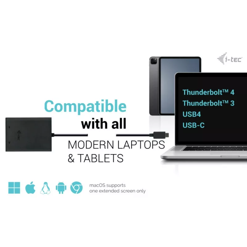 Adaptador de vídeo i-tec USB-C Dual 4K DisplayPort