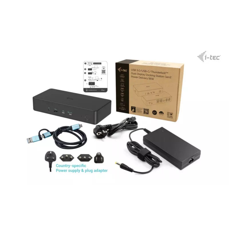 Docking station i-tec USB 3.0 / USB-C / Thunderbolt 3 Professional Dual 4K Display Geração 2 + Power Delivery 100W