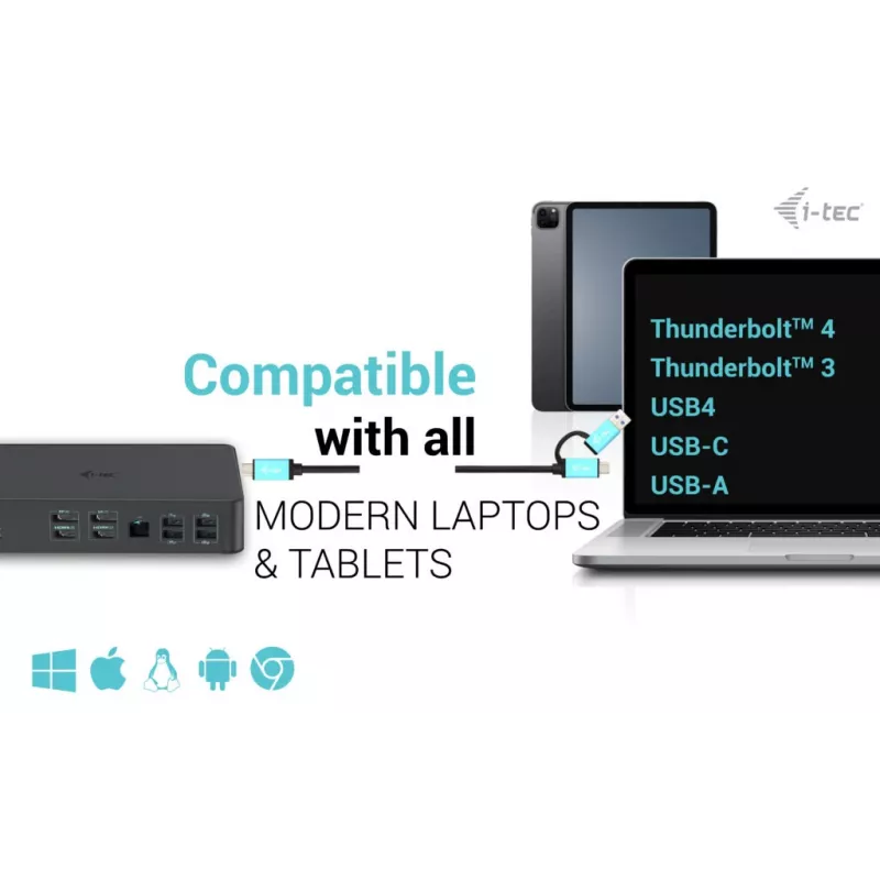 Docking station i-tec USB 3.0 / USB-C / Thunderbolt 3 Professional Dual 4K Display Geração 2 + Power Delivery 100W