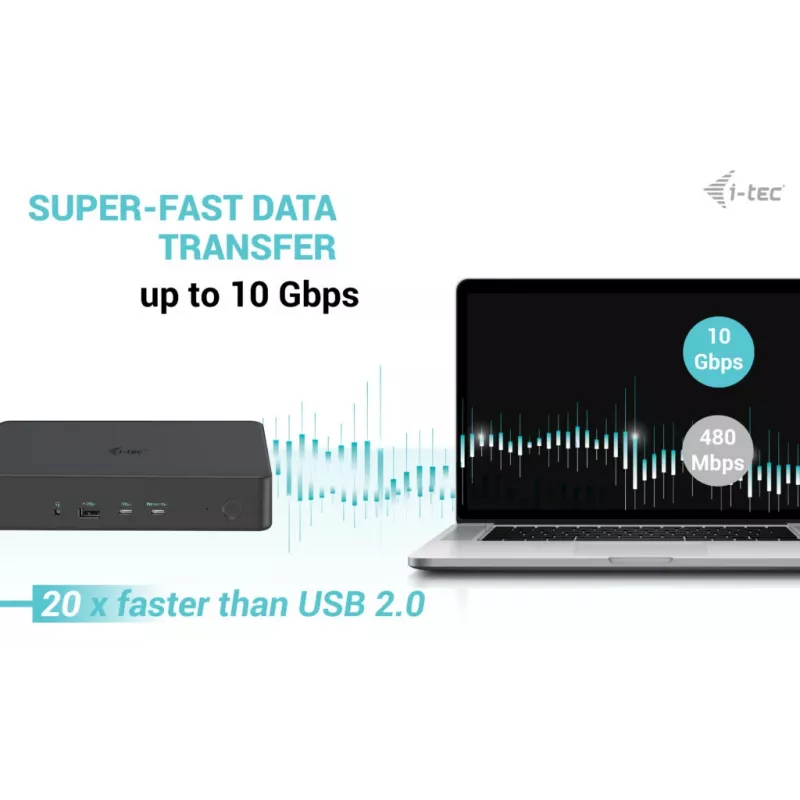 Docking station i-tec USB 3.0 / USB-C / Thunderbolt 3 Professional Dual 4K Display Geração 2 + Power Delivery 100W