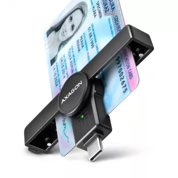 Axagon CRE-SMPC leitor de cartões inteligentes/cartão de cidadão USB-C PocketReader leitor de cartões inteligentes interior USB Type-C preto