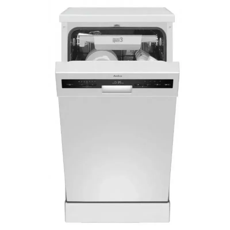 AMICA DFM44C7EOQWH máquina de lavar loiça, motor sem escovas SilentDrive 2.0, OpenDry, SteamPower, AquaStop, classe energética C